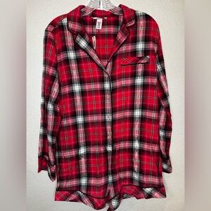 Victorias Secret Plaid Pajama Romper Red Pink Silver